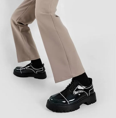 Men's Korean Trendy White High-Top Casual Sneakers