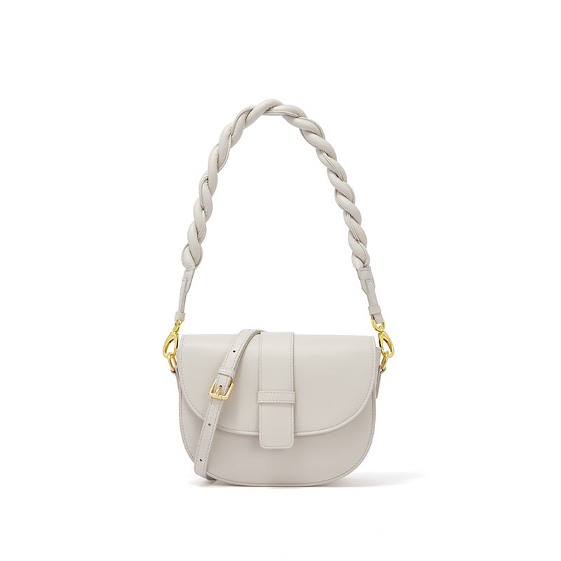 Women's Leather Round Casual Shoulder Crossbody Bag