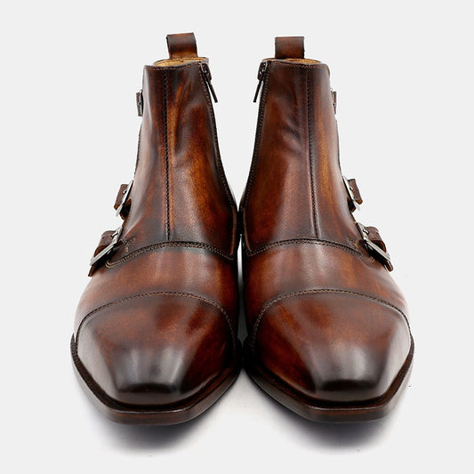 Men's Handmade Leather Breathable Casual Square Toe Shoes