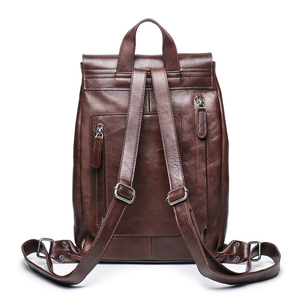 Men's Vegetable Tanned Cowhide Backpack, 12-inch
