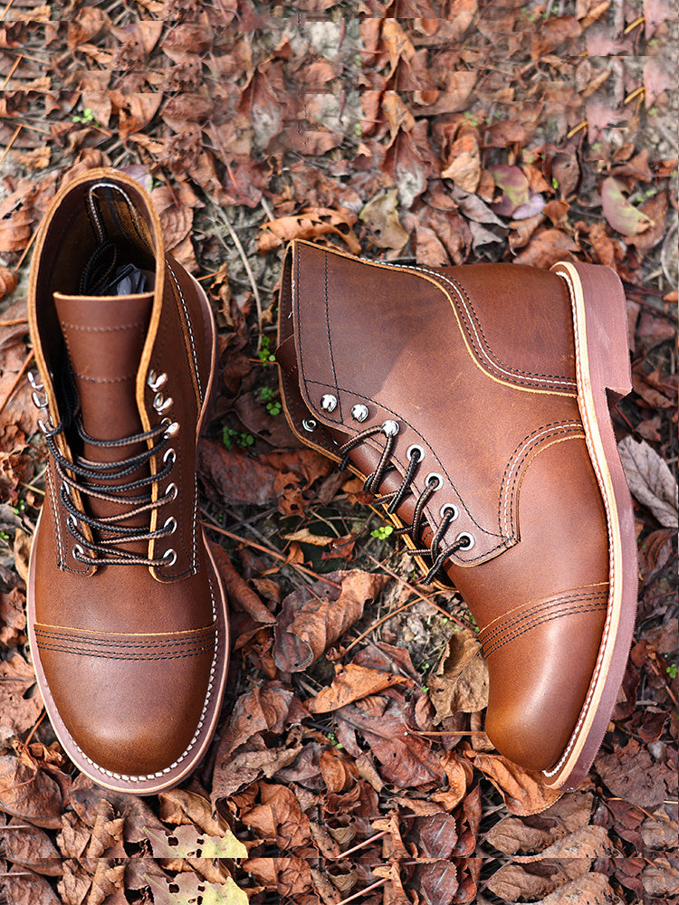 Vintage High-top Work Boots | Durable Brown Cowhide