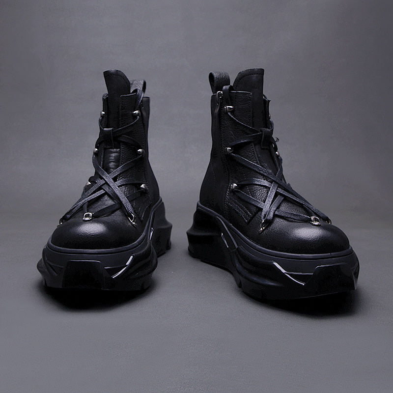 Men's Winter Thick-Soled Motorcycle Martin Boots, Leather