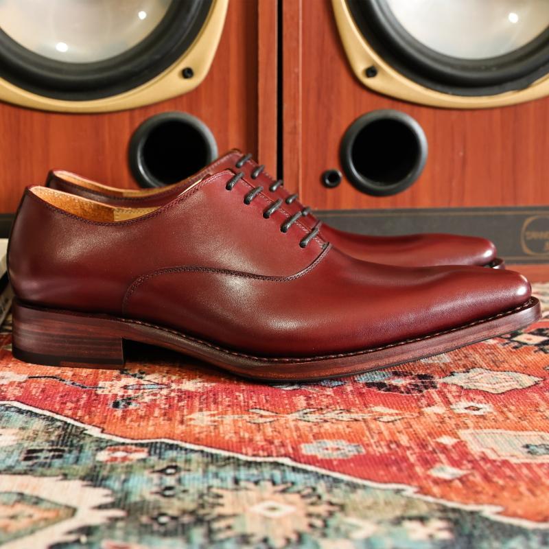 Goodyear Handmade Wine Red Pointed Toe Men's Shoes