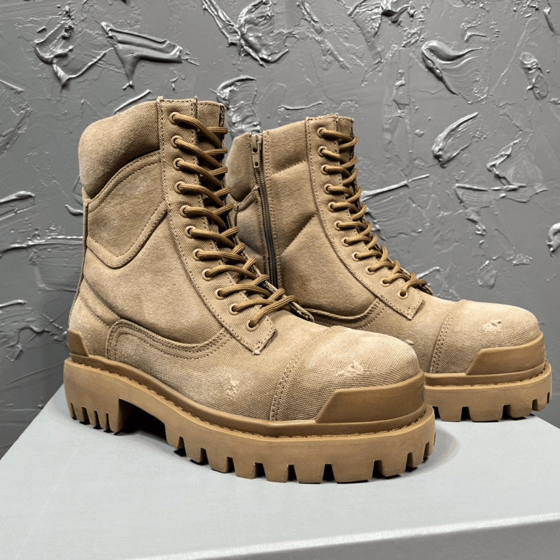 Men's Round Toe Mid-Calf Canvas Dr Martens Boots