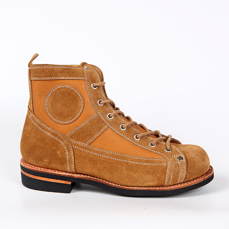 Men's Leather Paratrooper Work Ankle Boots - Orange Lace-Up