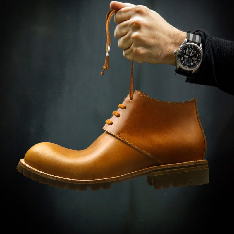 Men's Handmade Genuine Leather Retro Work Boots