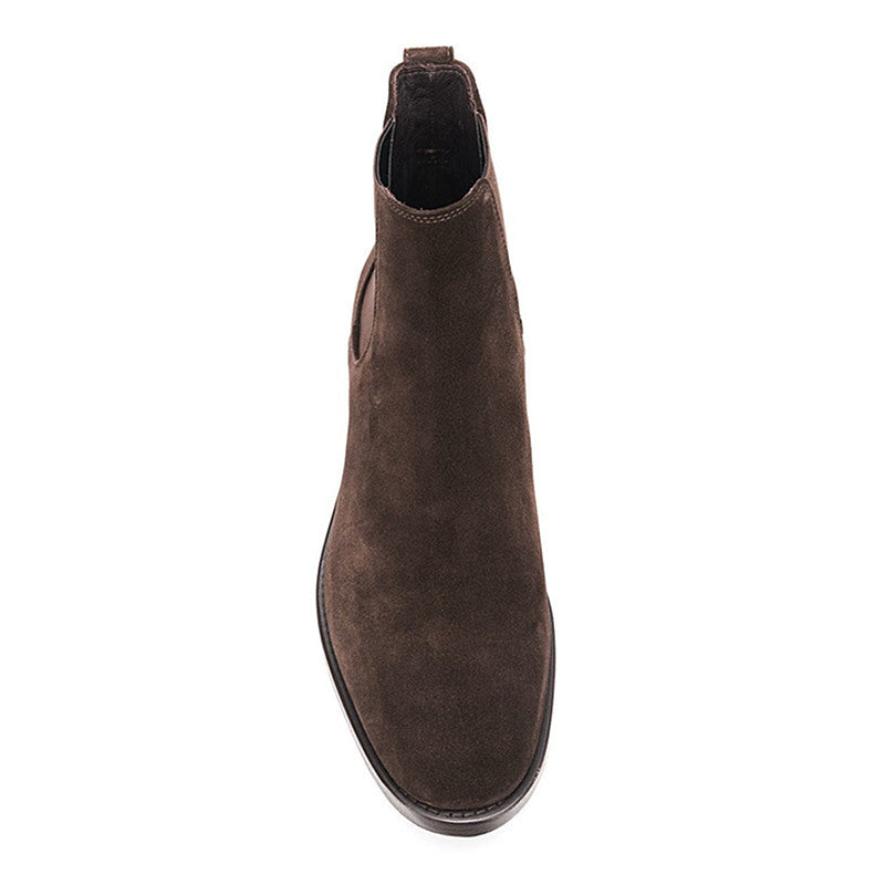 Men's Pointed Toe Leather Short Boots - Sleeve Closure