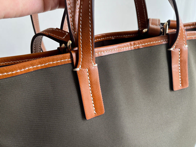 Army Green Large Oxford Cloth Tote Bag - Color Clash