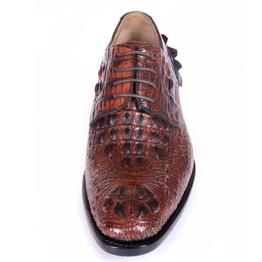 Shining Brown Crocodile Leather Korean Business Shoes
