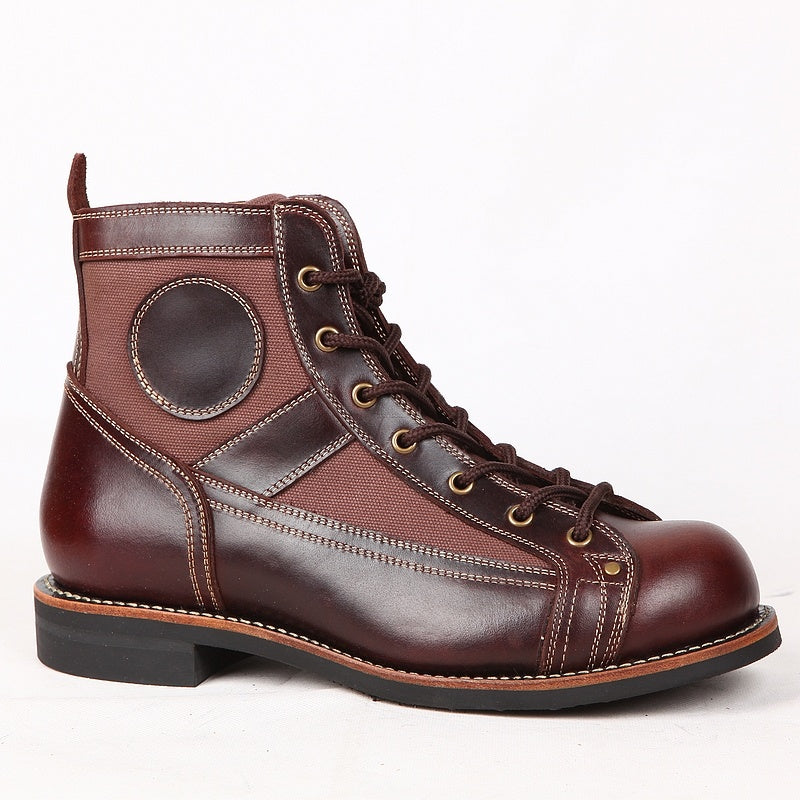 Men's Retro Casual High-Top Leather Shoes | Brown