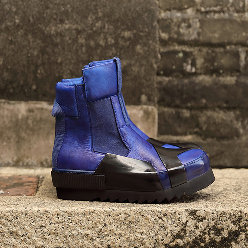 Handmade Leather Retro Thick Sole Casual Shoes, Multi-color