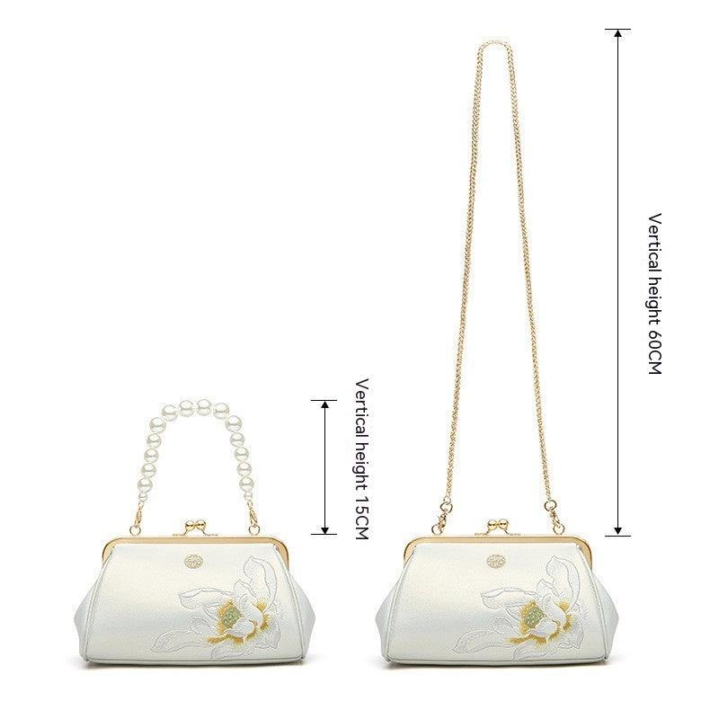 Hand-Embroidered Cowhide Han Chinese Clutch Bag