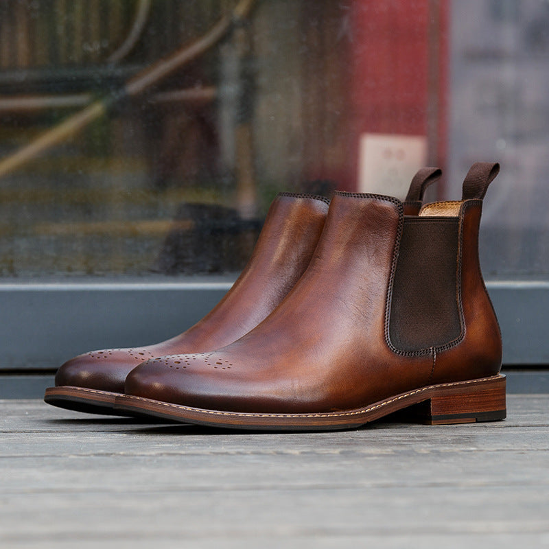 Leather Casual Short Martin Boots | Cowhide, Rubber Sole