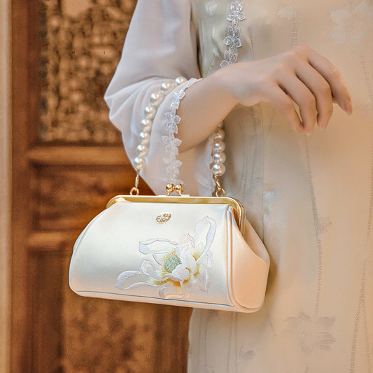 Hand-Embroidered Cowhide Han Chinese Clutch Bag