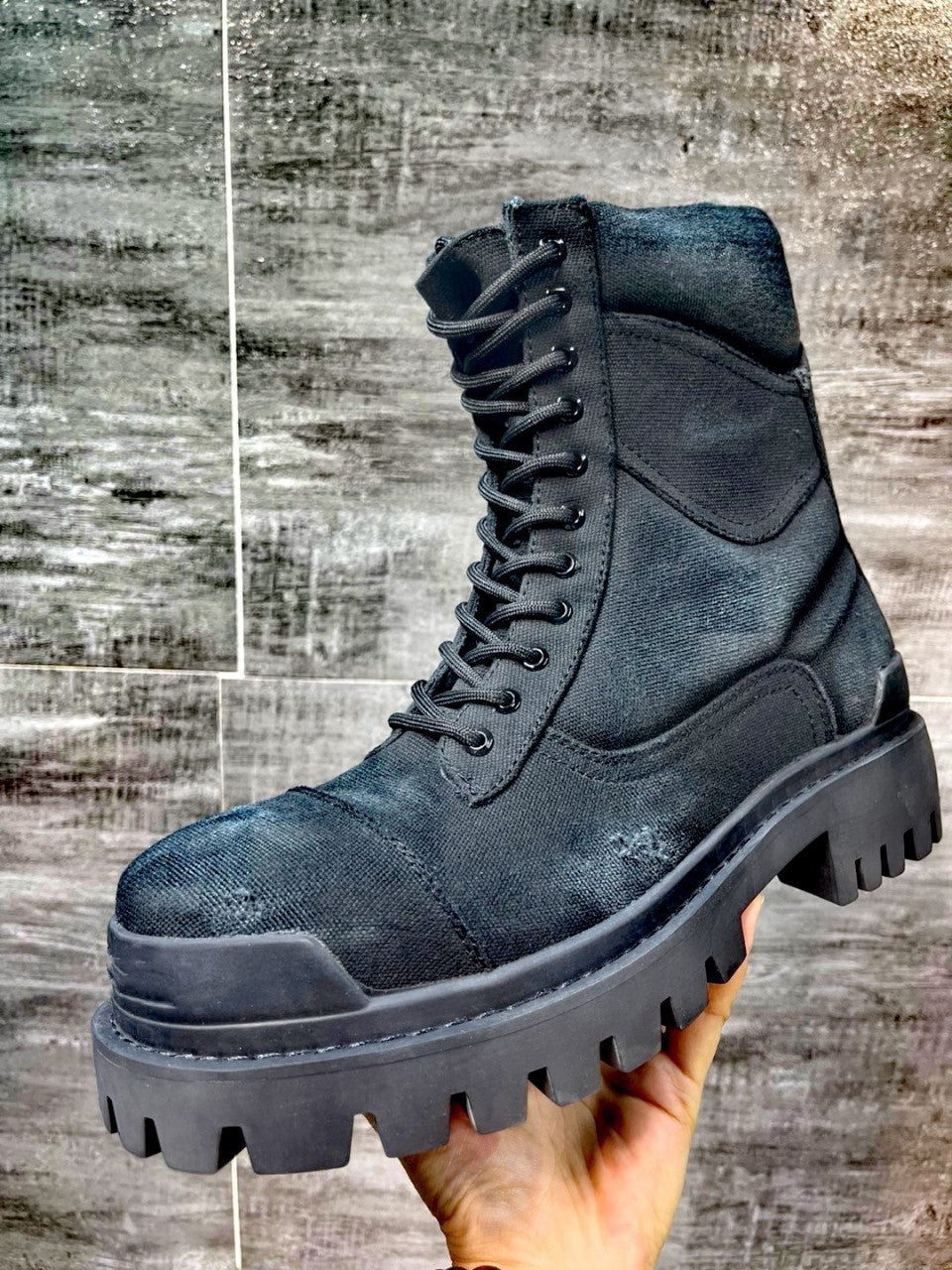 Men's Round Toe Mid-Calf Canvas Dr Martens Boots