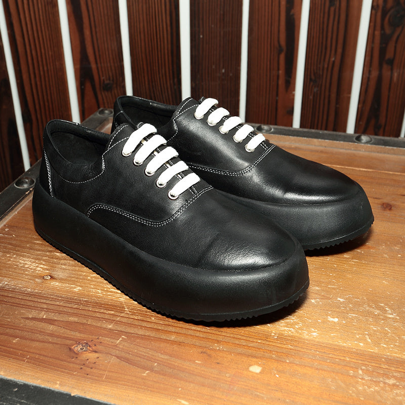 Korean Men’s Leather Muffin Shoes, Thick Mid Heel