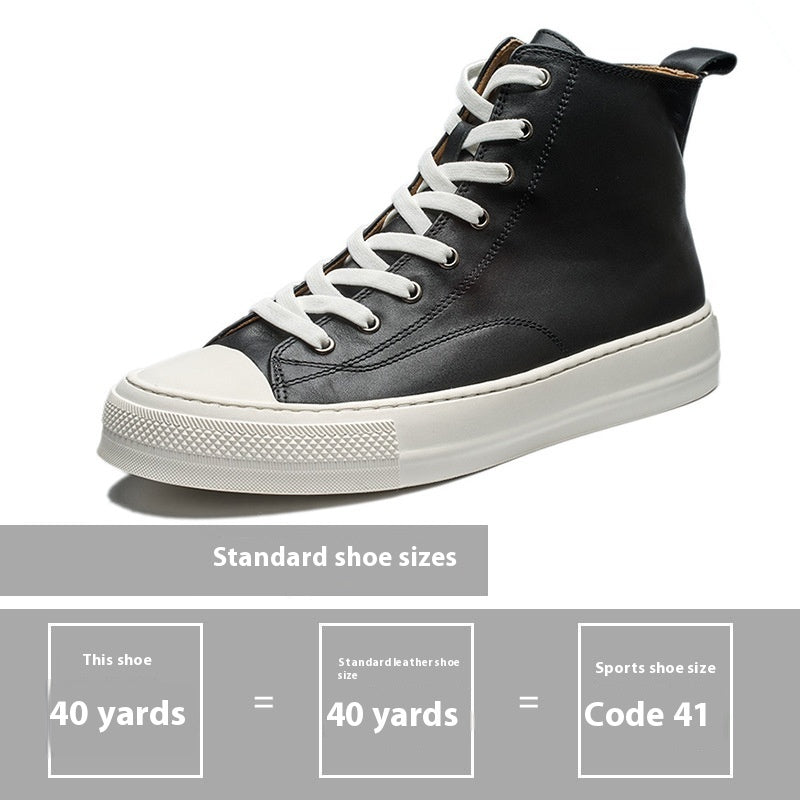 Genuine Leather Retro Japanese-Korean Mid-Top Shoes