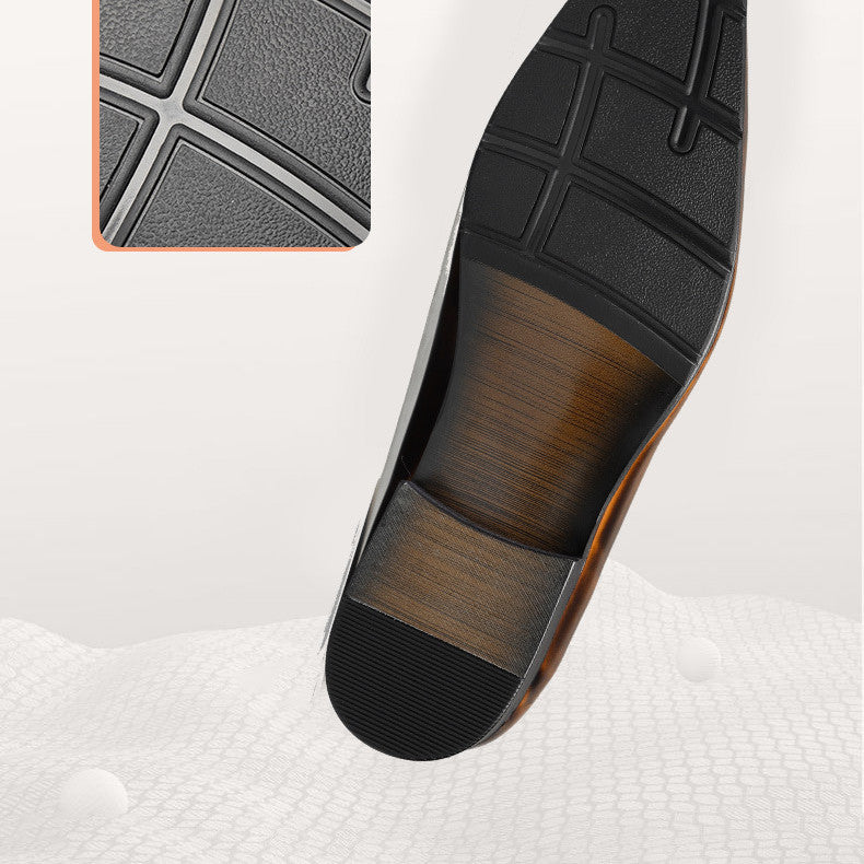 Men’s Summer Pointy Leather Shoes, Black & Brown