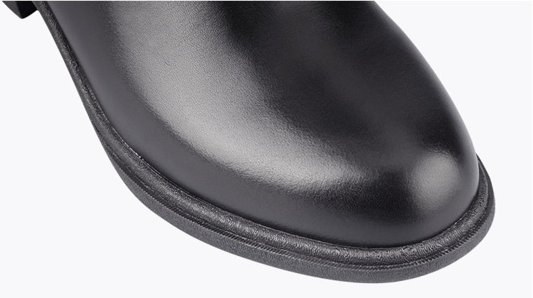 Cross-border Cowhide Equestrian Riding Boots, Black