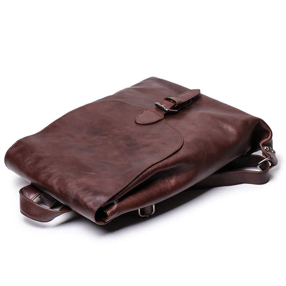 Men's Vegetable Tanned Cowhide Backpack, 12-inch