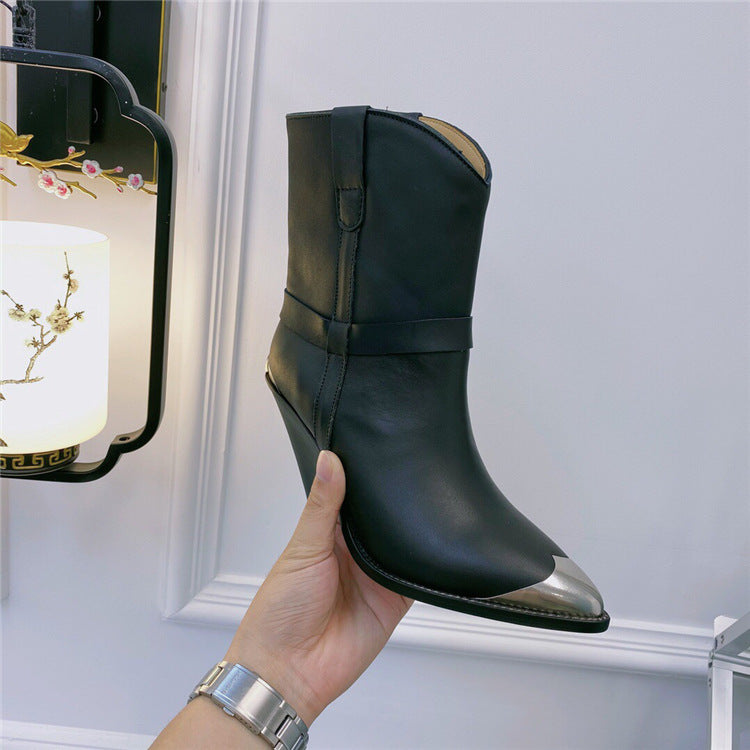 Pointed Toe Martin Boots with Iron Toe & Profiled Heel