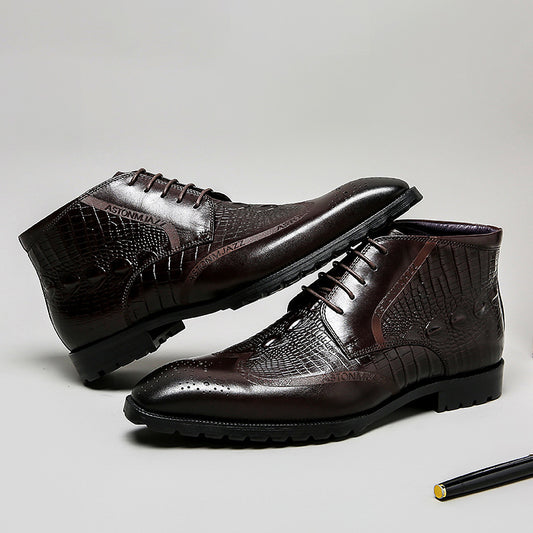 Men's Breathable Cowhide Martin Boots Low Heel