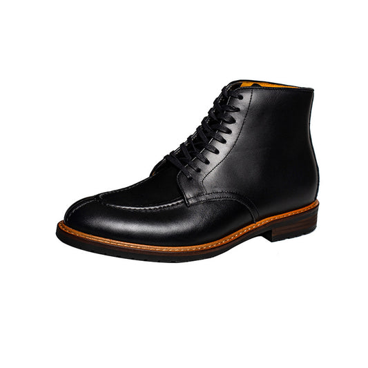 Men's Retro High Top Leather Martin Boots - Black & Wine