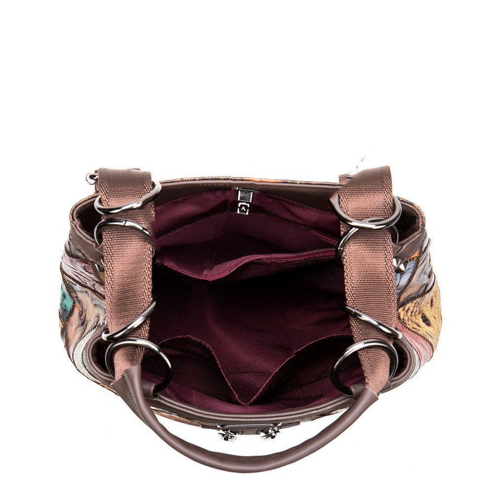 Ethnic National Style Women's Genuine Cowhide Backpack