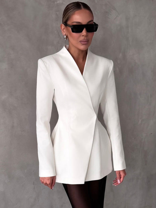 Women White Lapel Blazers