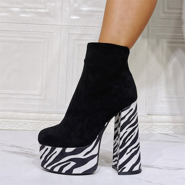 Waterproof Round Toe Women's Platform Short Boots