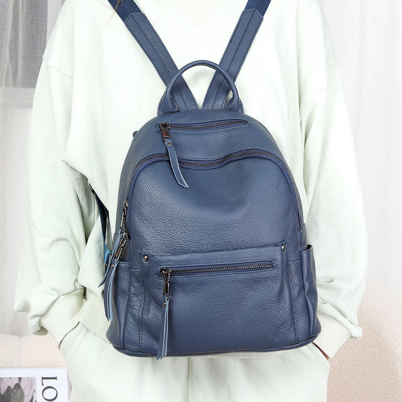 Fashion Simple Women's Genuine Cowhide Leather Backpack