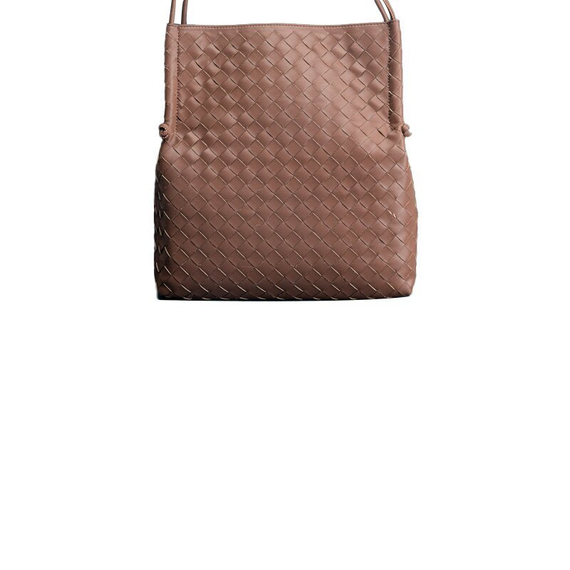 Women's Vintage Cowhide Braided Crossbody Bag - Coffee