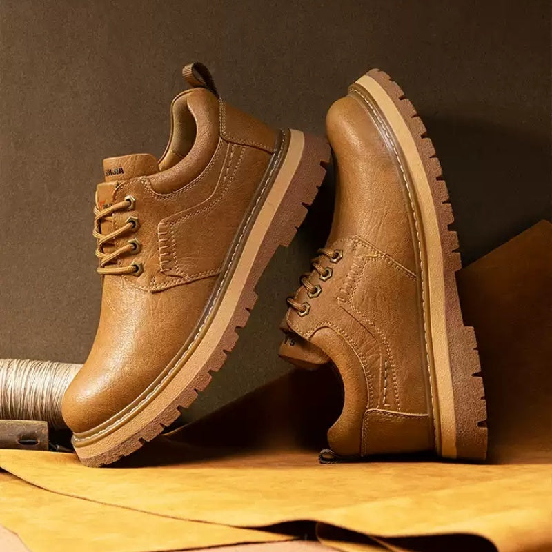 Men's Vintage Casual Leather Shoes, Lace-Up, Durable
