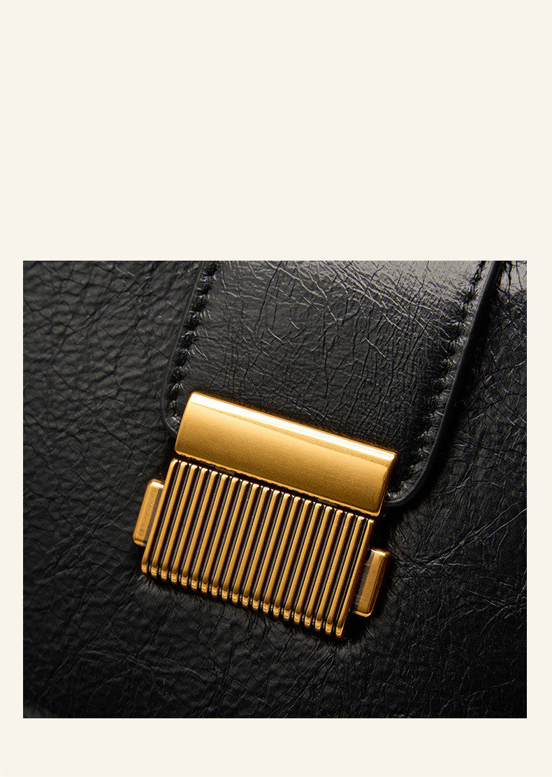 New Cowhide Women’s Retro Black Shoulder Bag