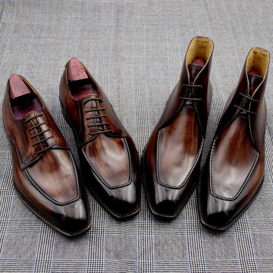 Handmade Men's Leather Boots with Cowhide Sole