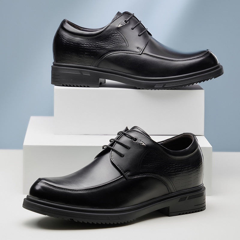 Men’s Height Increasing Cowhide Leather Derby Shoes