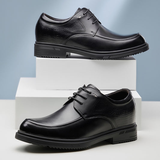 Men’s Height Increasing Cowhide Leather Derby Shoes