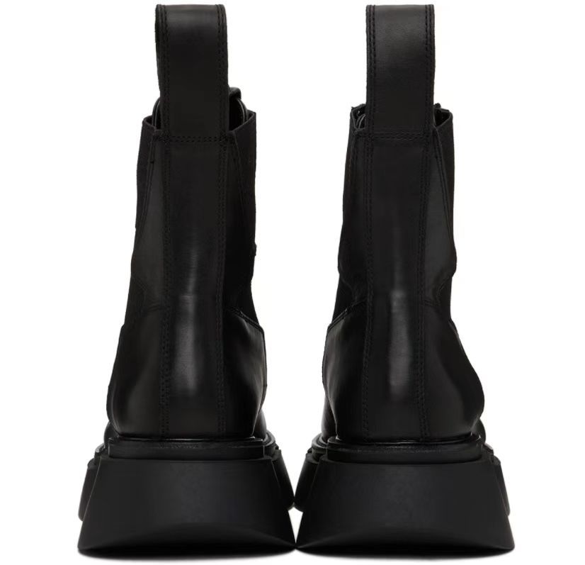 Men's Leather Short Martin Boots, Thick Sole, Black
