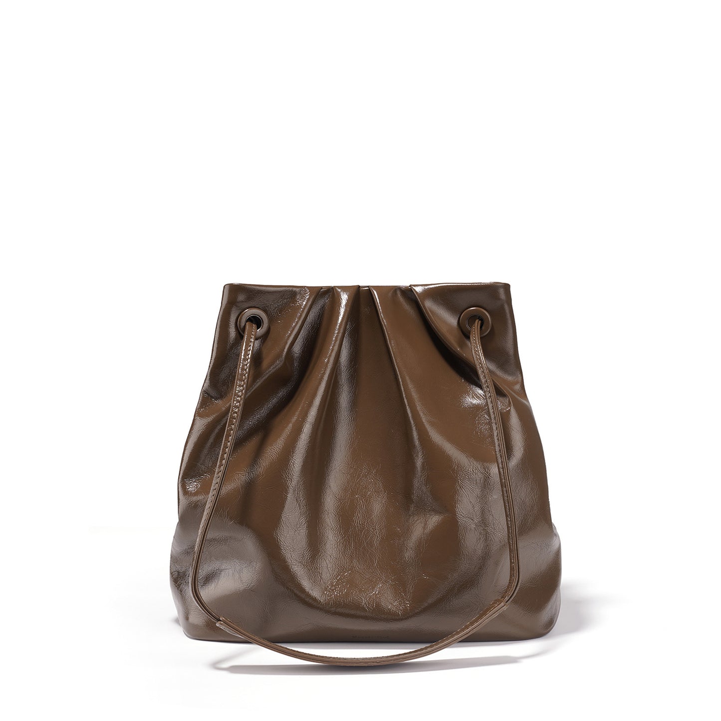 Women's Oil Wax Leather Drawstring Bucket Bag - Multi Color