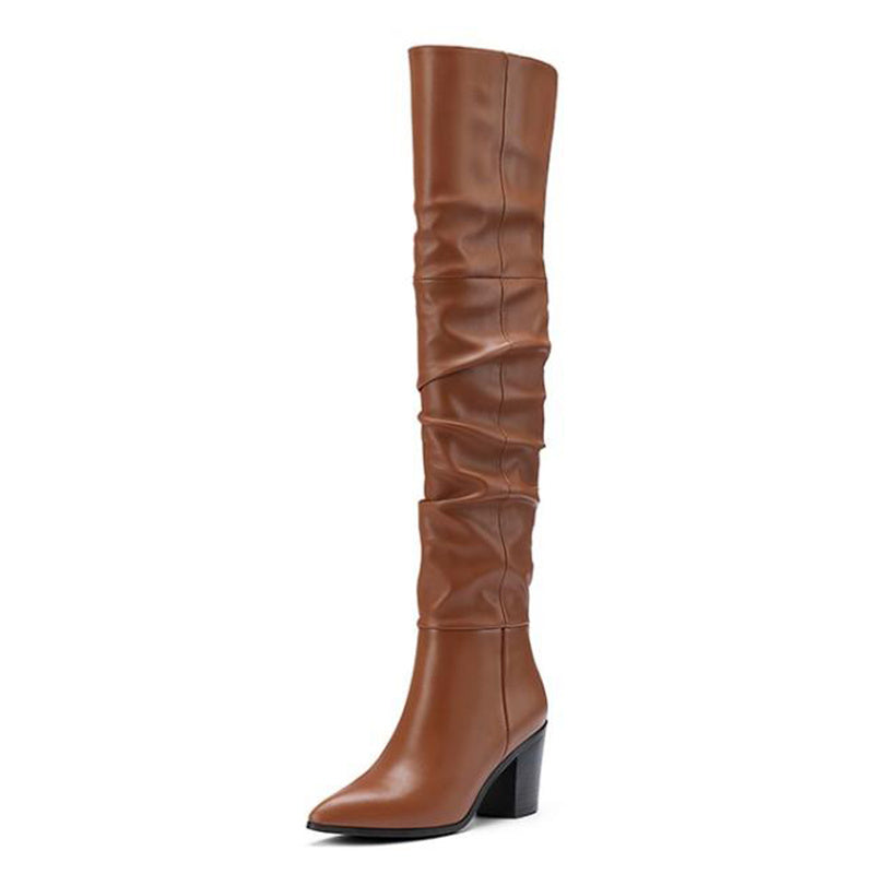 Women’s Pointed Toe Thick Heel Over-The-Knee Boots