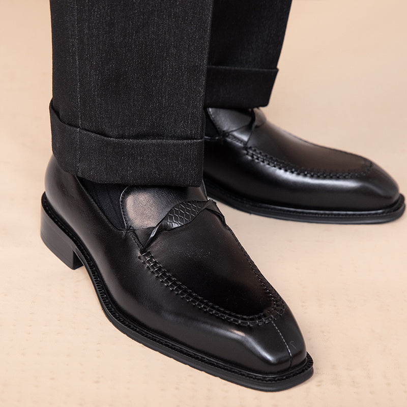 Men’s Spring & Autumn Leather Shoes, Square Toe