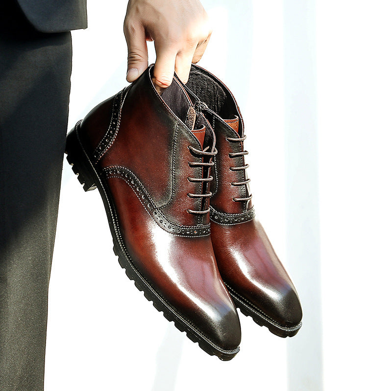 Vintage Men's Mid Top Cowhide Leather Boots