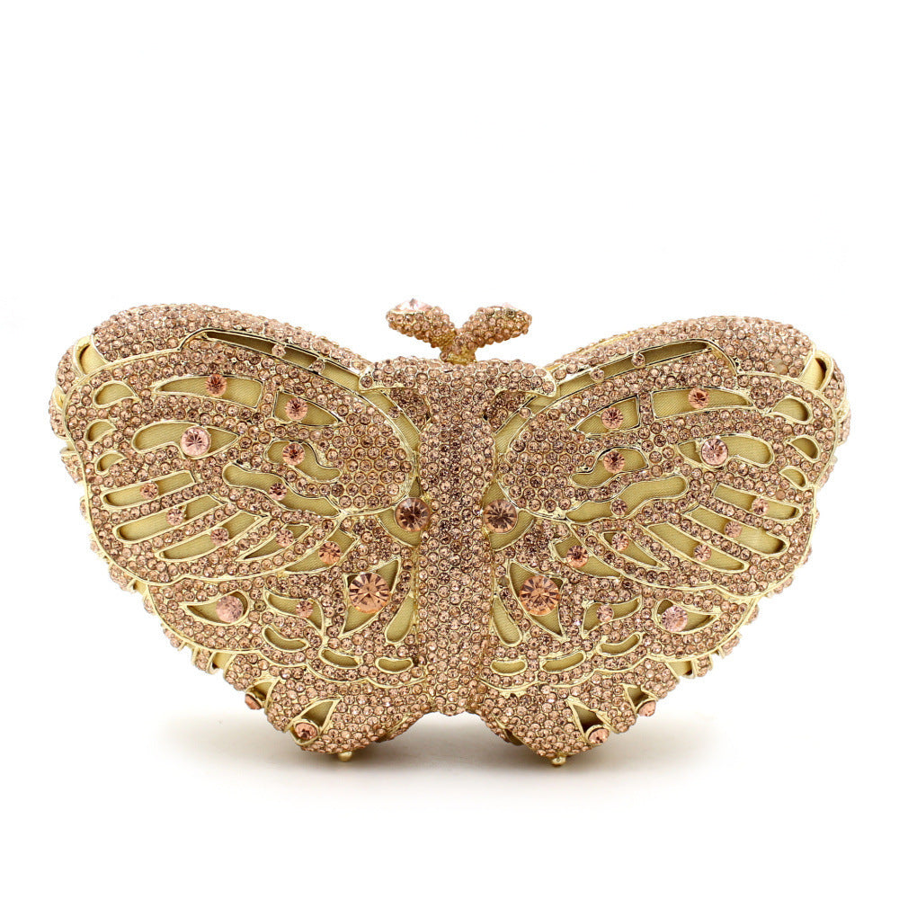 Women's Handmade Butterfly Rhinestone Chain Clutch Bag
