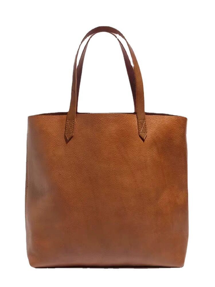 Women's Large Saddle Brown Top Layer Cowhide Tote Bag