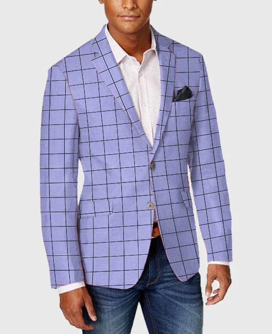 Men's Slim Fit Plaid Two-Button Single Blazer