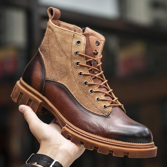Fashion Men's Vintage High Top Martin Boots Brown