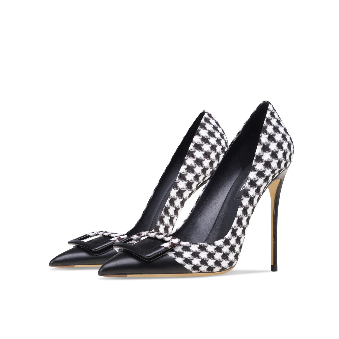 Thin Heel Pointed Shallow Mouth Colorblock Heels
