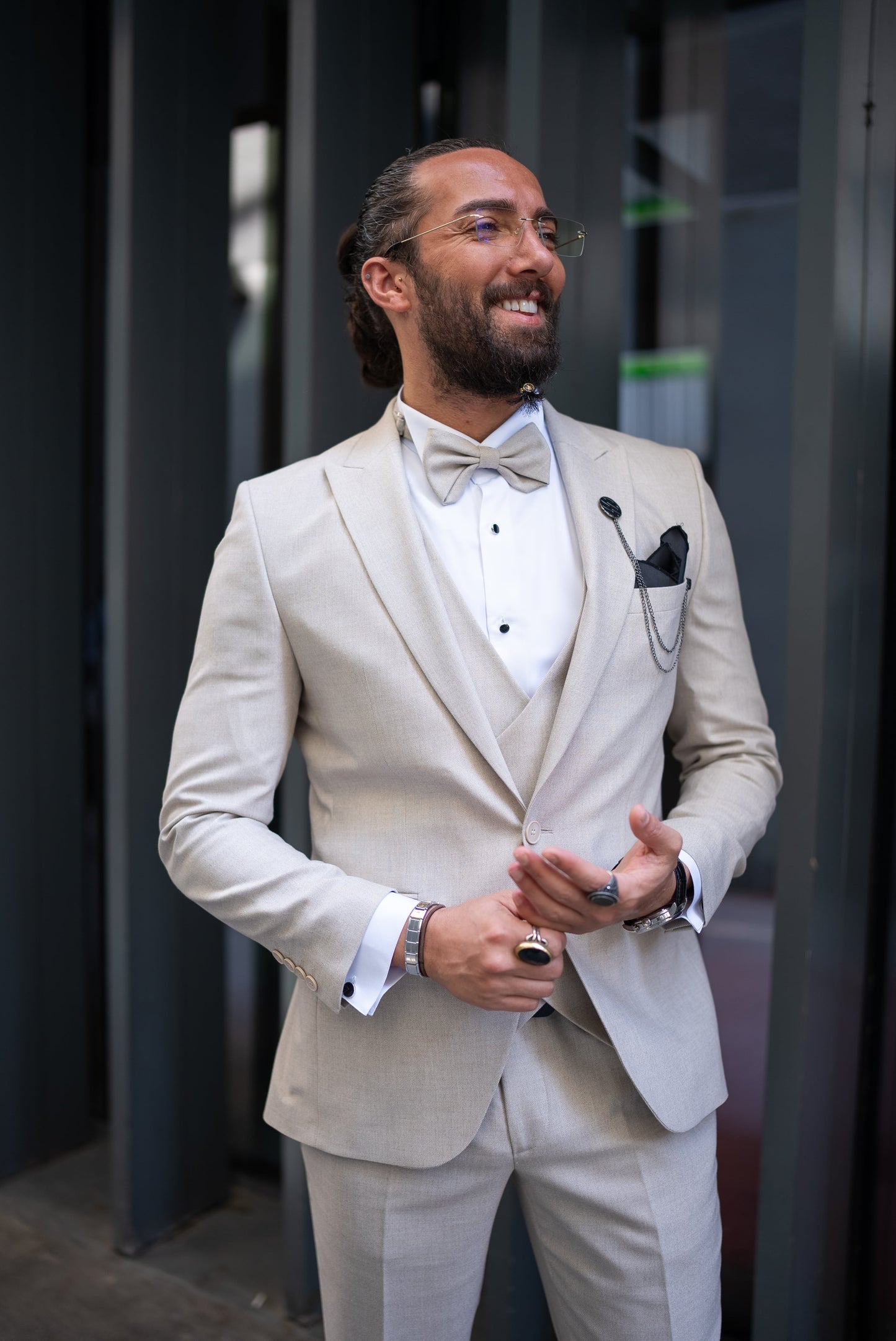 Beige Luxe Formal Tuxedo Set