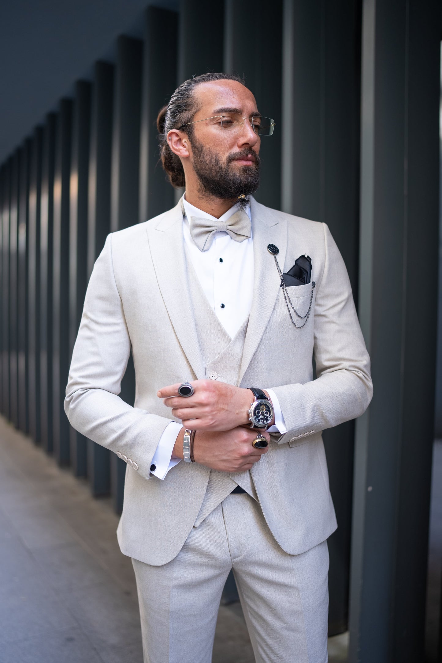 Beige Luxe Formal Tuxedo Set