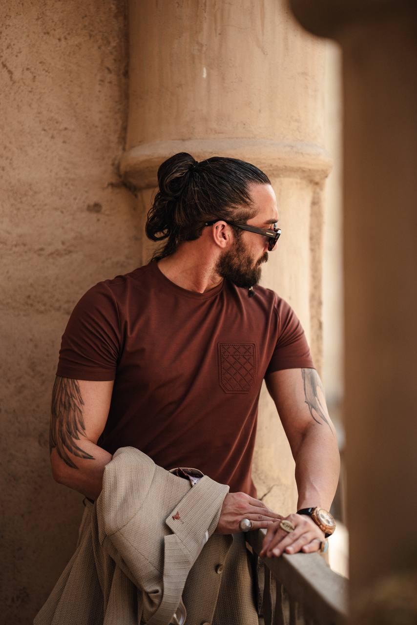 Men's Rich Earth Brown Knit Polo